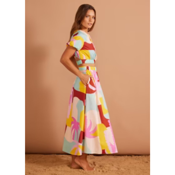 NWT MINKPINK SUMMER BLOWOUT PALMERA TROPICAL MAXI SKIRT W POCKETS XL MSRP $129 - Picture 3 of 3